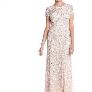 Adrianna Papell short sleeve sequin gown